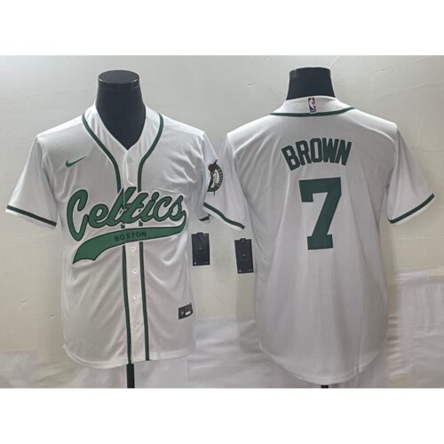 6864737834f36_1 Men's Boston Celtics #7 Jaylen Brown White Stitched Baseball Jersey