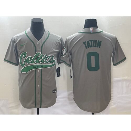 68647380b4423_1 Men's Boston Celtics #0 Jayson Tatum Gray Stitched Baseball Jersey