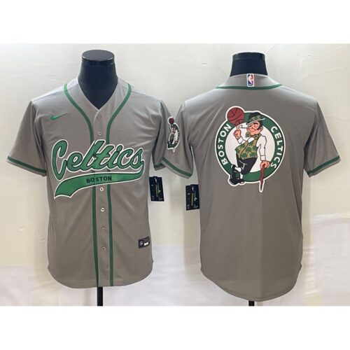 6864739c13dc4_1 Men's Boston Celtics Gray Team Big Logo With Patch Stitched Baseball Jersey