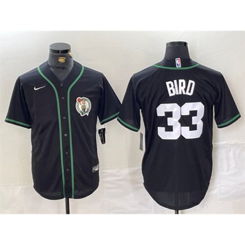 686473ad91169_1 Men's Boston Celtics #33 Larry Bird Black With Patch Stitched Baseball Jersey