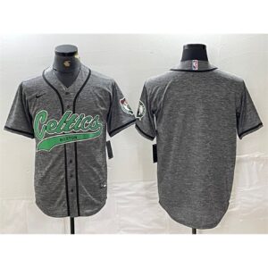 6864740d67659_1 Men's Boston Celtics Blank Gray With Patch Stitched Baseball Jersey