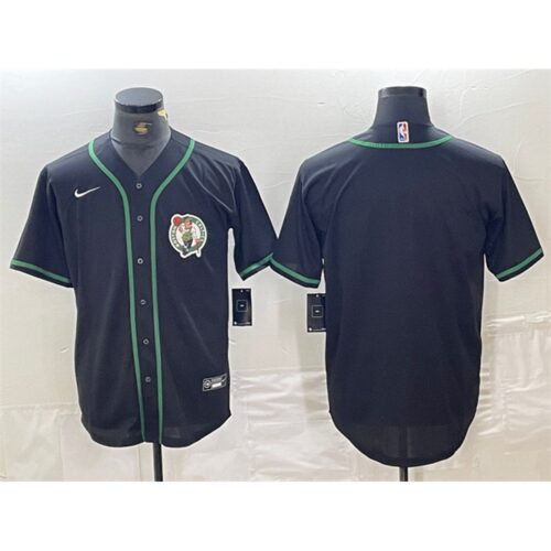 68647417b1e77_1 Men's Boston Celtics Blank Black With Patch Stitched Baseball Jersey