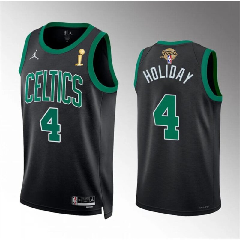 6864742b5e1b3_1 Men's Boston Celtics #4 Jrue Holiday Black 2024 Finals Champions Statement Edition Stitched Basketball Jersey