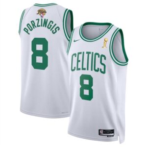 686474813e6bb_1 Men's Boston Celtics #8 Kristaps Porzingis White 2024 Finals Champions Association Edition Stitched Basketball Jersey