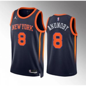 6864756ccb6f6_1 Men's New Yok Knicks #8 OG Anunoby Navy Statement Edition Stitched Basketball Jersey