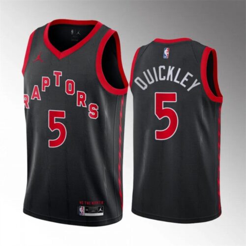 686475a9cc30e_1 Men's Toronto Raptors #5 Immanuel Quickley Black Statement Edition Stitched Basketball Jersey