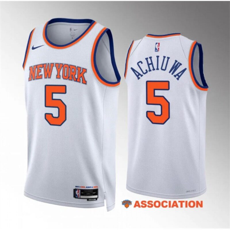 686475c58ecd7_1 Men's New Yok Knicks #5 Precious Achiuwa White Association Edition Stitched Basketball Jersey