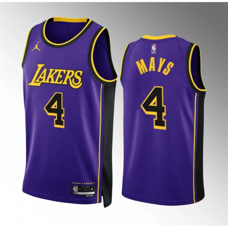 686475d4c044b_1 Men's Los Angeles Lakers #4 Skylar Mays Purple Statement Edition Stitched Basketball Jersey