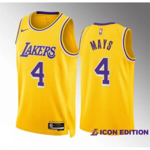 686475dce6f1c_1 Men's Los Angeles Lakers #4 Skylar Mays Yellow Icon Edition Stitched Basketball Jersey