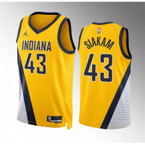 686475e8c6394_1 Men's Indiana Pacers #43 Pascal Siakam Yelllow Statement Edition Stitched Basketball Jersey