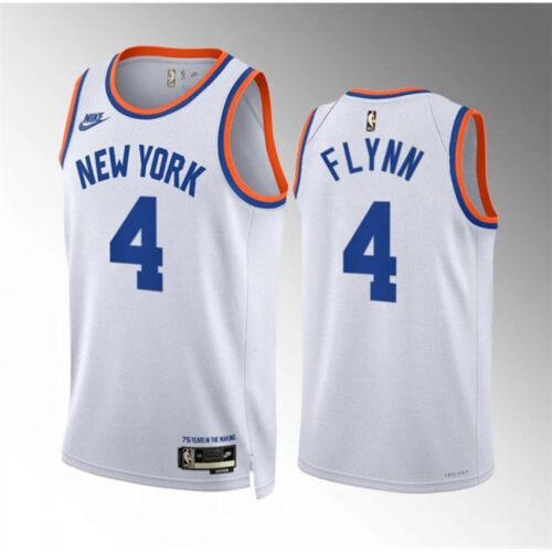 686475fb1e452_1 Men's New Yok Knicks #4 Malachi Flynn White 2021/22 City Edition Stitched Basketball Jersey