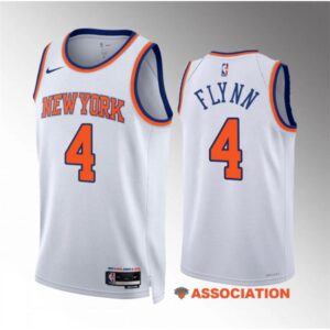 6864760016241_1 Men's New Yok Knicks #4 Malachi Flynn White Association Edition Stitched Basketball Jersey