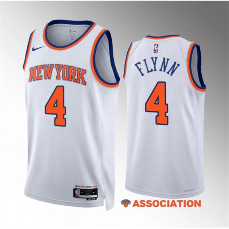 6864760016241_1 Men's New Yok Knicks #4 Malachi Flynn White Association Edition Stitched Basketball Jersey