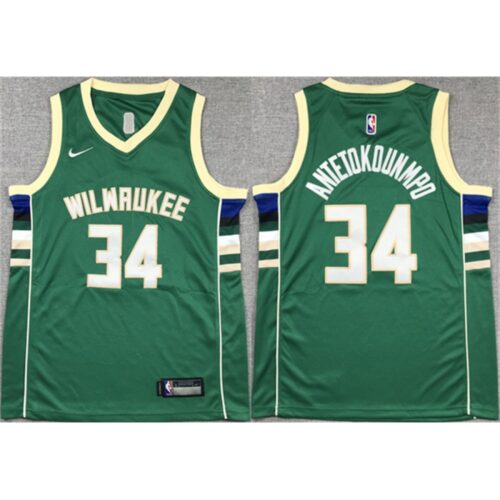 6864761e32c7c_1 Youth Milwaukee Bucks #34 Giannis Antetokounmpo Green Stitched Basketball Jersey