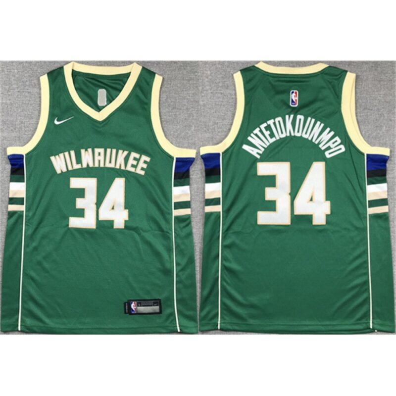 6864761e32c7c_1 Youth Milwaukee Bucks #34 Giannis Antetokounmpo Green Stitched Basketball Jersey