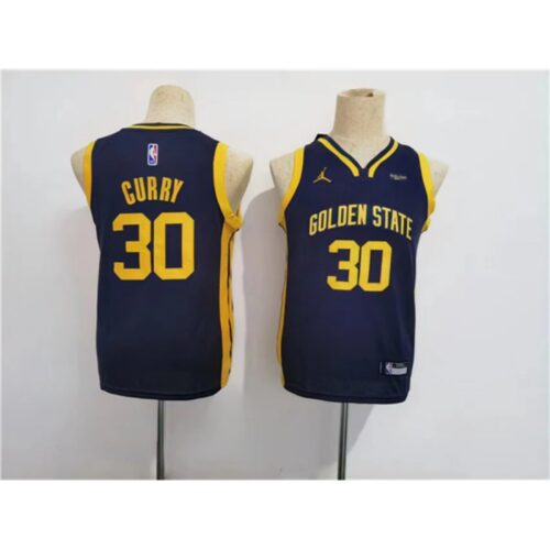 686476507b85f_1 Youth Golden State Warriors #30 Stephen Curry Navy Statement Edition Stitched Jersey
