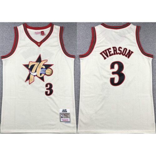6864765b40370_1 Men's Philadelphia 76ers #3 Allen Iverson White Throwback Stitched basketball Jersey