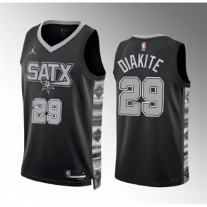 6864766602157_1 Men's San Antonio Spurs #29 Mamadi Diakite Black Statement Edition Stitched Basketball Jersey