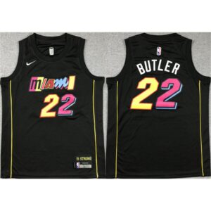 686476a2c27e8_1 Youth Miami Heat #22 Jimmy Butler Black City Edition Stitched Jersey