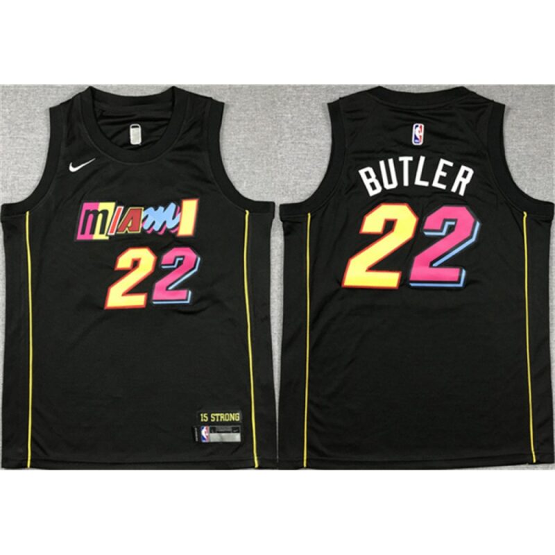 686476a2c27e8_1 Youth Miami Heat #22 Jimmy Butler Black City Edition Stitched Jersey