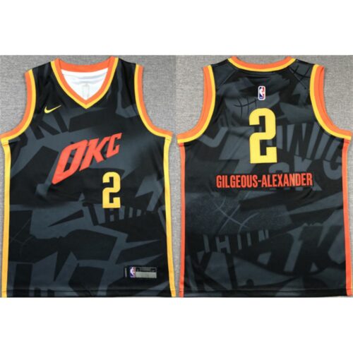 686476af92922_1 Youth Oklahoma City Thunder #2 Shai Gilgeous-Alexander Black 2023/24 City Edition Stitched Basketball Jersey