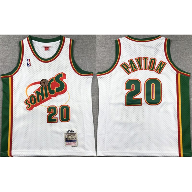 686476b88d61d_1 Youth Oklahoma City Thunder #20 Gary Payton White Stitched Basketball Jersey
