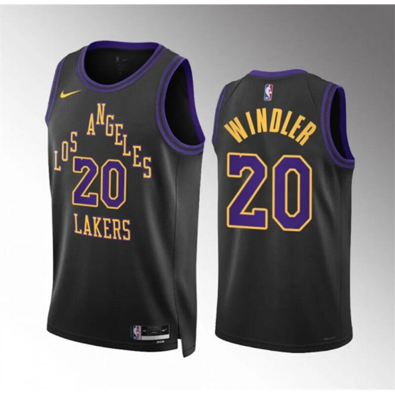 686476bb9c895_1 Men's Los Angeles Lakers #20 Dylan Windler Black 2023/24 City Edition Stitched Basketball Jersey