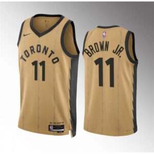 68647717a0fd7_1 Men's Toronto Raptors #11 Bruce Brown Jr Gold 2023/24 City Edition Stitched Basketball Jersey