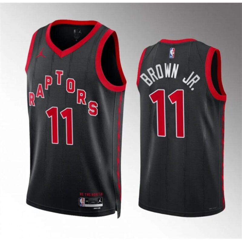 6864771b5e01b_1 Men's Toronto Raptors #11 Bruce Brown Jr Black Statement Edition Basketball Jersey