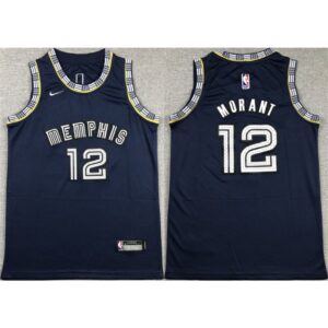 6864773c51743_1 Youth Memphis Grizzlies #12 Ja Morant Navy Stitched Basketball Jersey