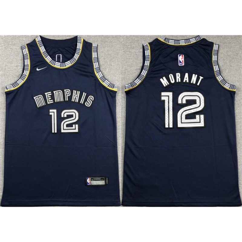 6864773c51743_1 Youth Memphis Grizzlies #12 Ja Morant Navy Stitched Basketball Jersey