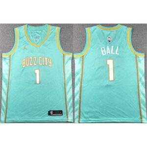 6864777531e5a_1 Youth Charlotte Hornets #1 LaMelo Ball Teal 2023-24 City Edition Stitched Basketball Jersey