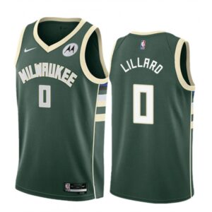 68647798c56ca_1 Youth Milwaukee Bucks #0 Damian Lillard Green Icon Edition Stitched Basketball Jersey