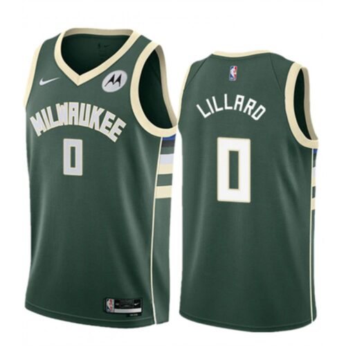 68647798c56ca_1 Youth Milwaukee Bucks #0 Damian Lillard Green Icon Edition Stitched Basketball Jersey