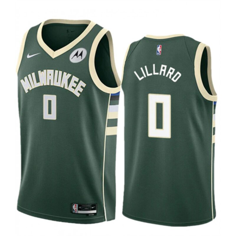 68647798c56ca_1 Youth Milwaukee Bucks #0 Damian Lillard Green Icon Edition Stitched Basketball Jersey
