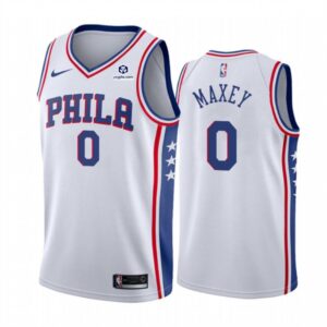 6864779e654c1_1 Men's Philadelphia 76ers #0 Tyrese Maxey White Association Edition Stitched Jersey