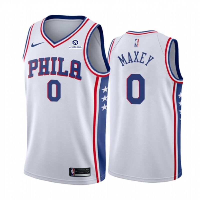 6864779e654c1_1 Men's Philadelphia 76ers #0 Tyrese Maxey White Association Edition Stitched Jersey