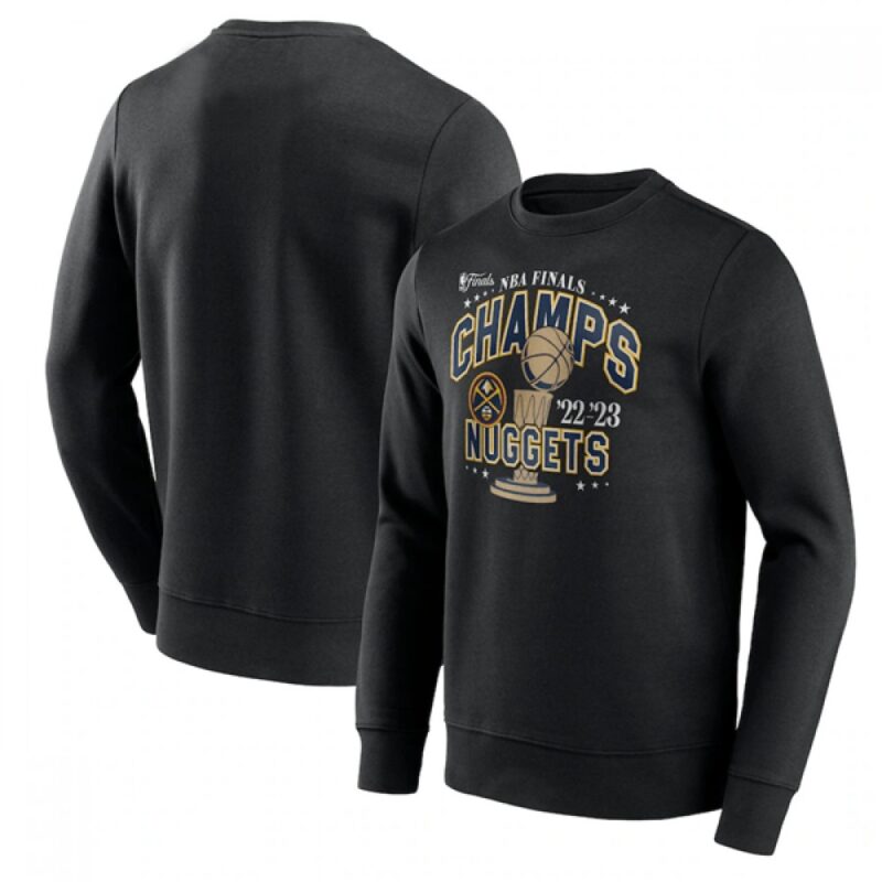 68647bc6754e3_1 Men's Denver Nuggets Black 2023 Champions Slip Graphic Crew Sweatshirt
