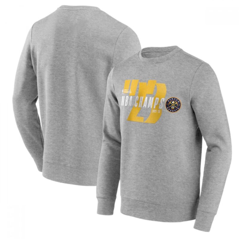 68647bcbce50e_1 Men's Denver Nuggets Grey 2023 Champions Backboard Graphic Crew Sweatshirt