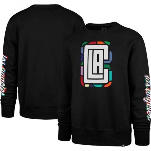 68647c23e32b2_1 Men's Los Angeles Clippers '47 Black 2022/23 City Edition Two-Peat Headline Pullover Sweatshirt