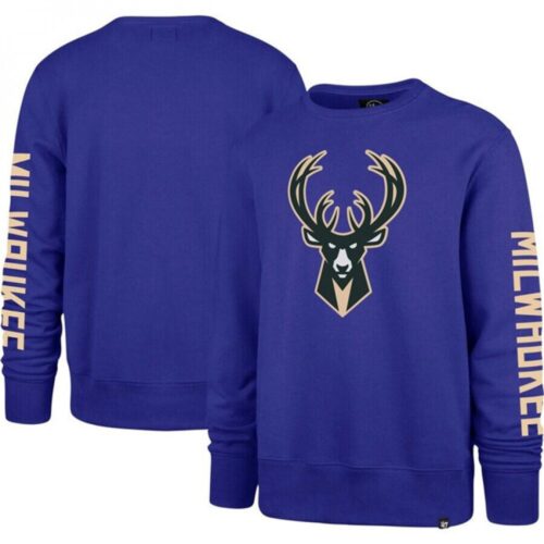 68647c6e63925_1 Men's Milwaukee Bucks '47 Purple 2022/23 City Edition Two-Peat Headline Pullover Sweatshirt