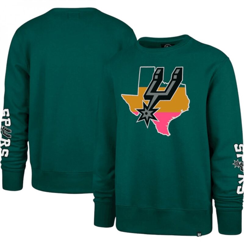 68647ccad547d_1 Men's San Antonio Spurs '47 Teal 2022/23 City Edition Two-Peat Headline Pullover Sweatshirt