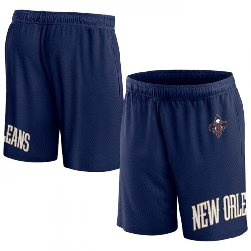 68647f29ce741_1 Men's New Orleans Pelicans Navy Free Throw Mesh Shorts