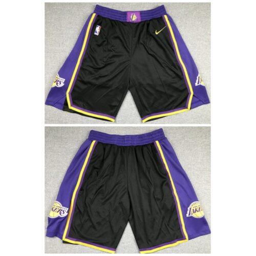 68647f7337561_1 Men's Los Angeles Lakers Black and Purple Shorts (Run Small)