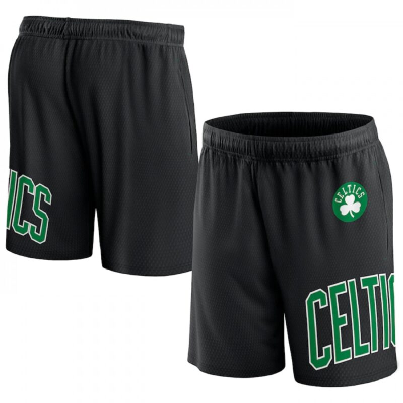 686480300feff_1 Men's Boston Celtics Black Free Throw Mesh Shorts