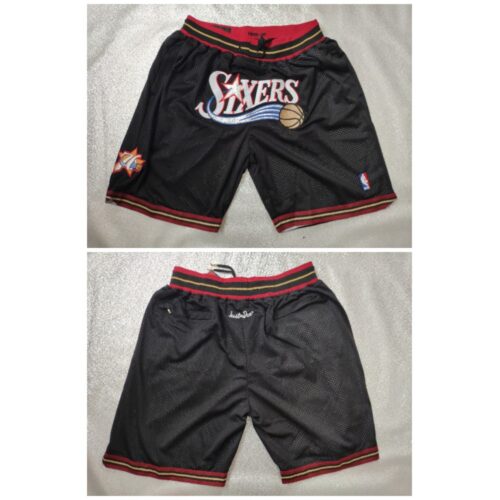 6864806bbbb82_1 Men's Philadelphia 76ers Black Shorts (Run Small)