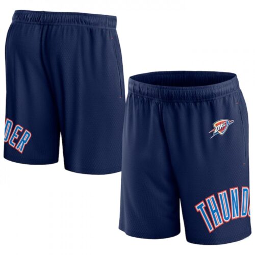 686480e6a0e43_1 Men's Oklahoma City Thunder Navy Free Throw Mesh Shorts