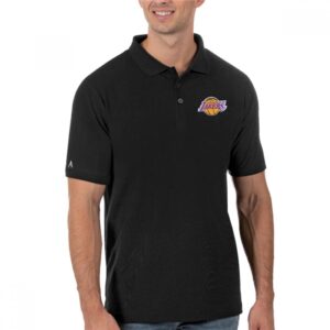 686480f709fd1_1 Men's Los Angeles Lakers Antigua Black Legacy Pique Polo