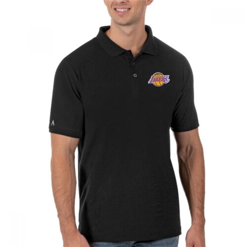 686480f709fd1_1 Men's Los Angeles Lakers Antigua Black Legacy Pique Polo