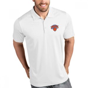 686481943fab3_1 Men's New York Knicks Antigua White Legacy Pique Polo